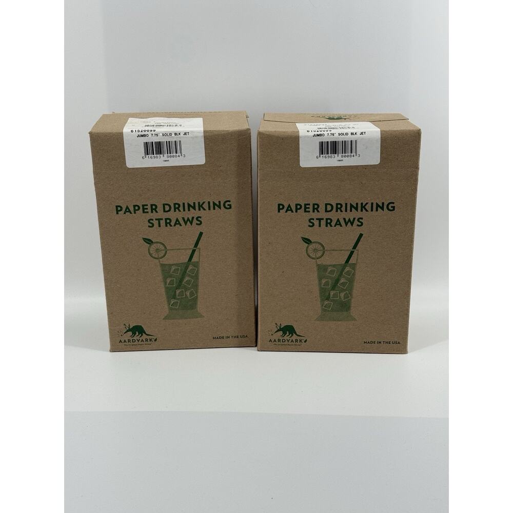 Aardvark Black Paper Compost able Drinking Straws 600 X2 Open Box 7.75 Inches